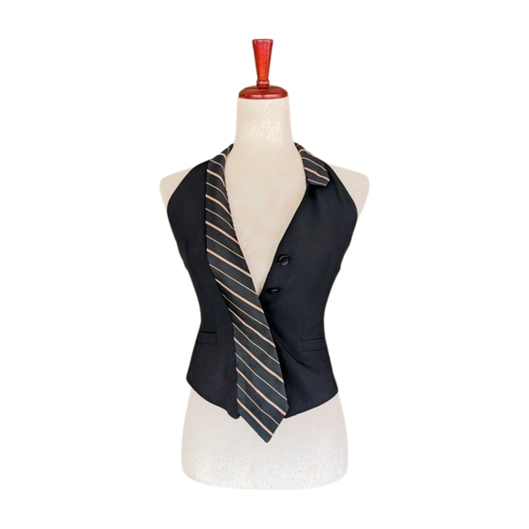 Vintage Y2K Karen Millen England Tie Fitted Waistcoat Vest Size 6 - Picture 1 of 10